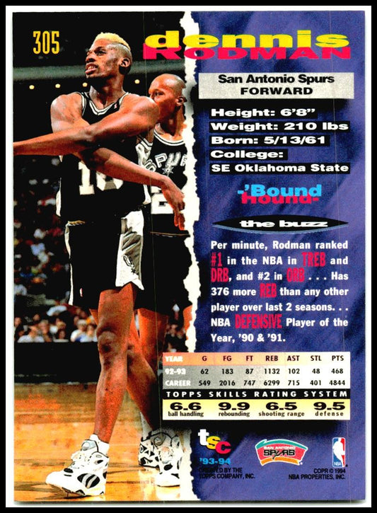1993-94 Stadium Club #305 Dennis Rodman San Antonio Spurs