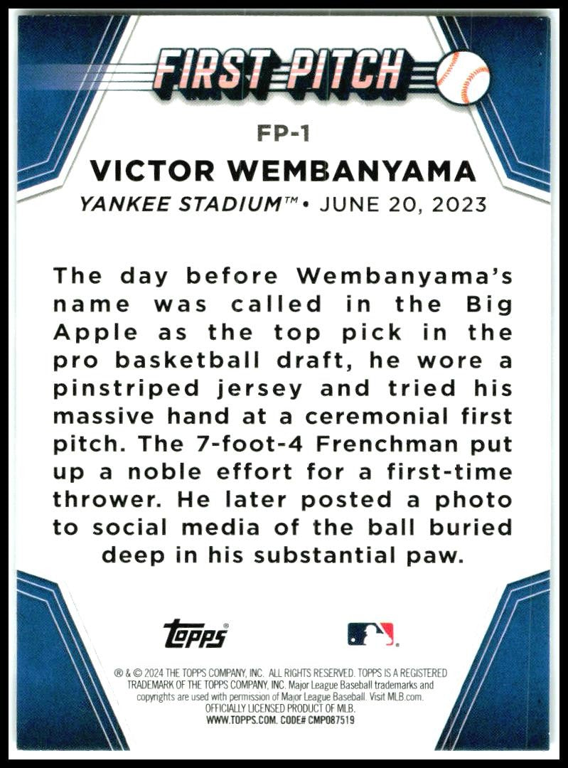 2024 Topps First Pitch #FP-1 Victor Wembanyama New York Yankees