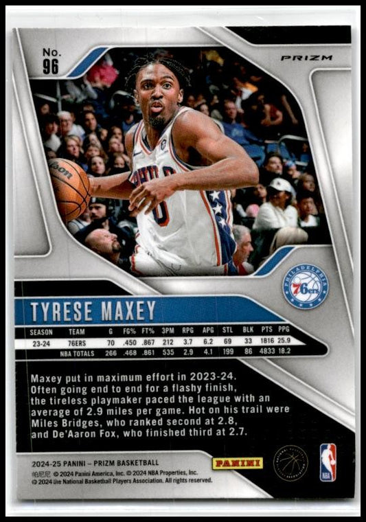 2024-25 Panini Prizm Prizms Silver #96 Tyrese Maxey Philadelphia 76ers