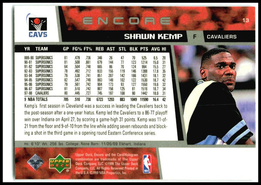 1998-99 Upper Deck Encore #13 Shawn Kemp Cleveland Cavaliers