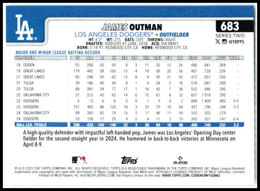 2025 Topps Rainbow Foil #683 James Outman Los Angeles Dodgers