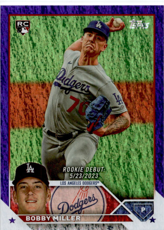 2023 Topps Update Purple Foil #US40 Bobby Miller #/799 Los Angeles Dodgers