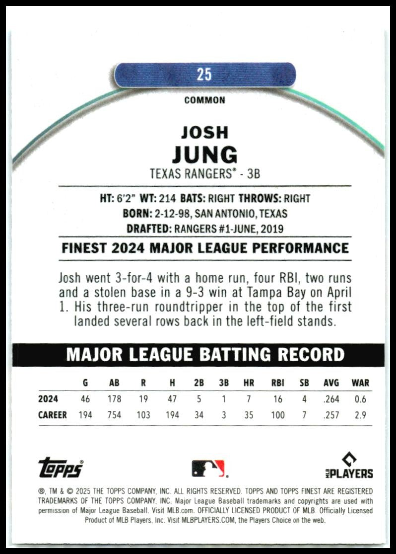 2025 Topps Finest Blue /325 #25 Josh Jung