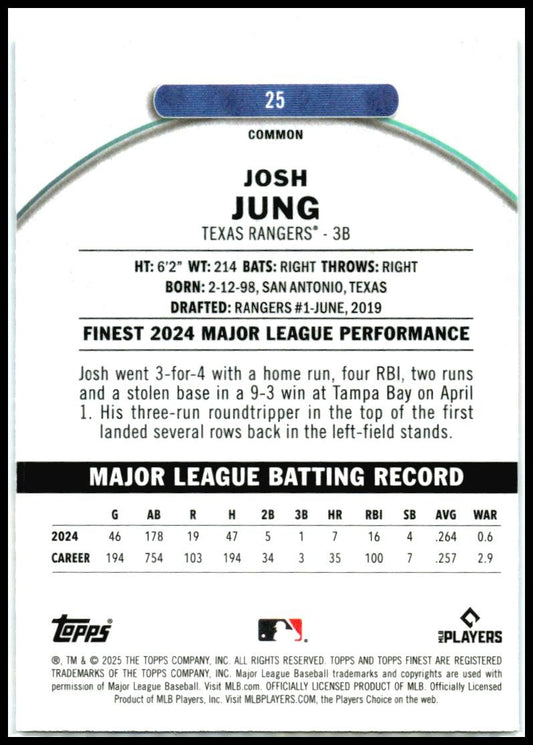 2025 Topps Finest Blue /325 #25 Josh Jung