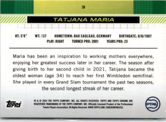 2024 Topps Chrome Tennis #3 Tatjana Maria