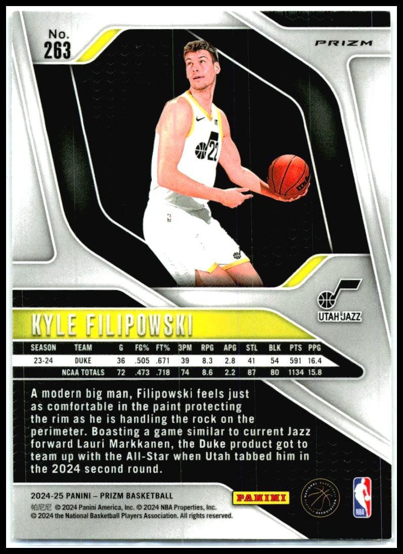 2024-25 Panini Prizm Prizms Ice #263 Kyle Filipowski Utah Jazz