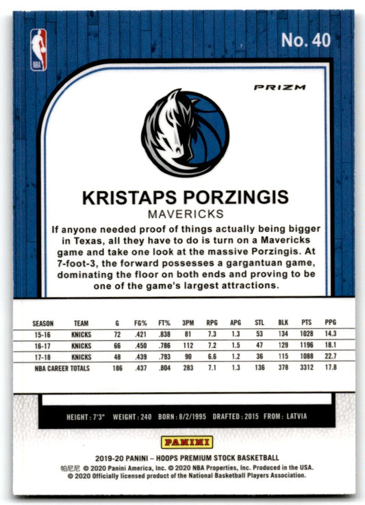 2020-21 Box Set Pulsar Prizm Kristaps Porzingis Dallas Mavericks #40