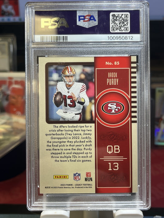2023 Legacy Yellow 85 Brock Purdy #/150 PSA 9 San Francisco 49ers