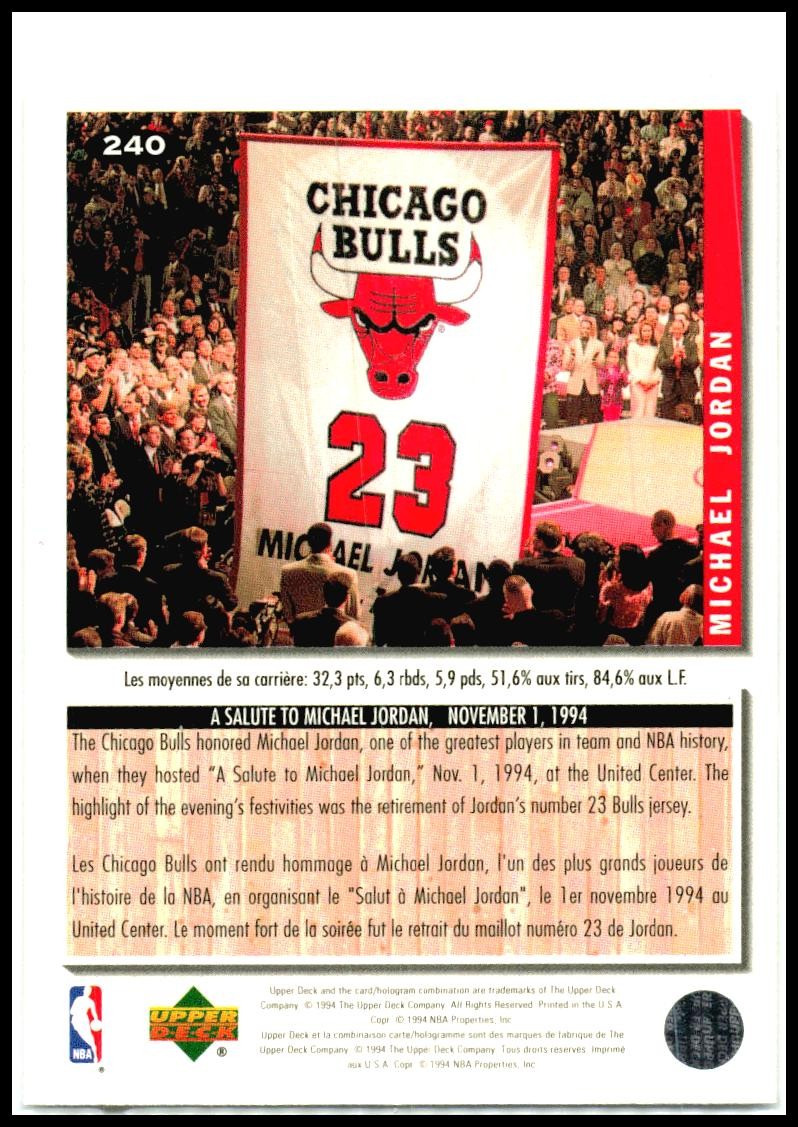 1994-95 Collector's Choice #240 Michael Jordan Chicago Bulls