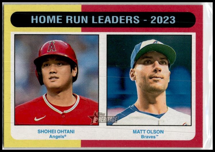 2024 Topps Heritage #307 Home Run Leaders - 2023 (Shohei Ohtani / Matt Olson)