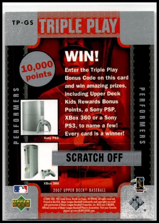 2007 Upper Deck Triple Play Performers #TP-GS Grady Sizemore Cleveland Indians