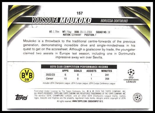 Youssoufa Moukoko #157 2023-24 Topps UEFA Club Competitions