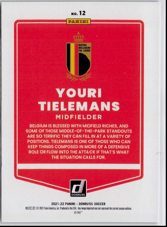 2021-22 Donruss #12 Youri Tielemans Holo Green Laser