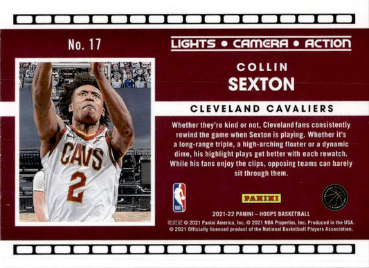 2021-22 Hoops Winter Lights Camera Action #17 Collin Sexton Cleveland Cavaliers
