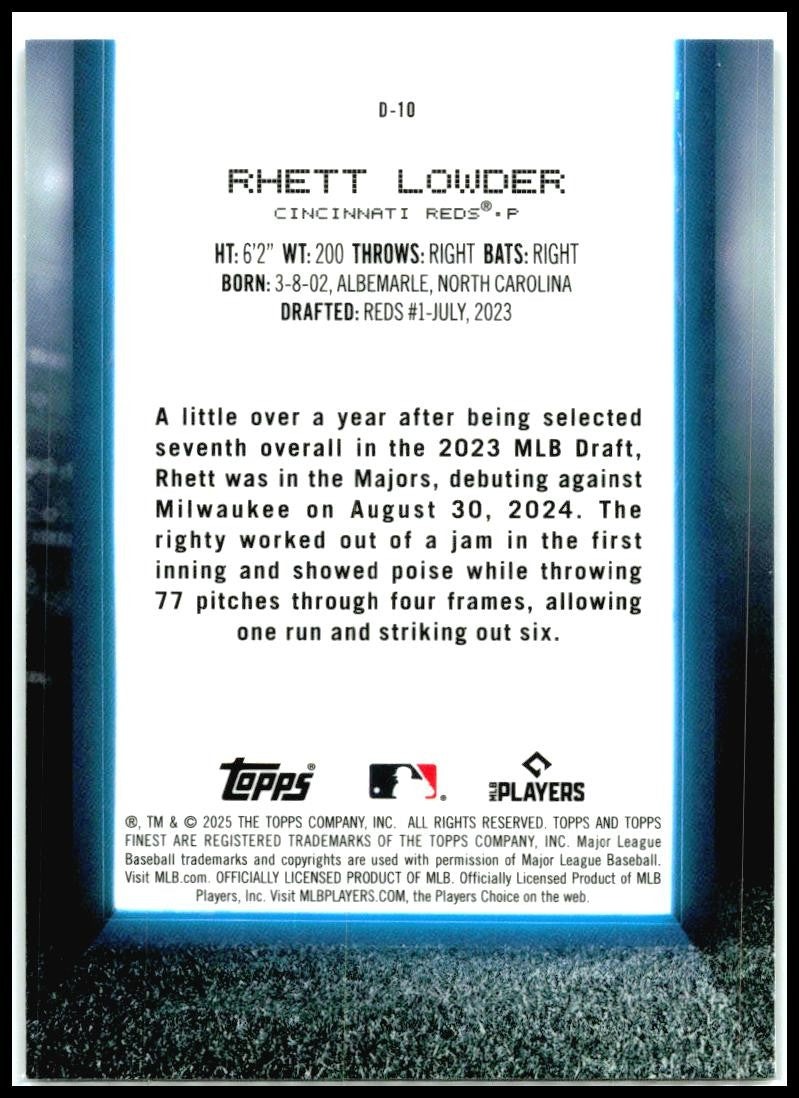 2025 Topps Finest Debut #D-10 Rhett Lowder Rookie Reds