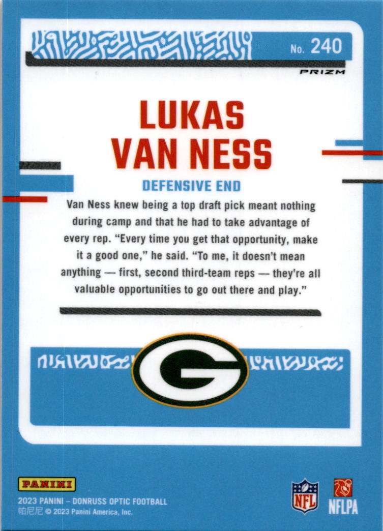2023 Donruss Optic Pink #240 Lukas Van Ness Green Bay Packers