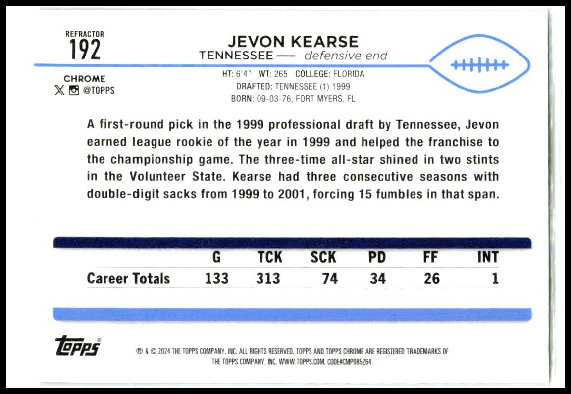 2024 Topps Chrome Refractor #192 Jevon Kearse Tennessee Titans