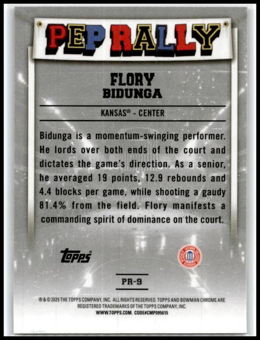 2024-25 Bowman University Chrome Pep Rally X-Fractor #PR-9 Flory Bidunga