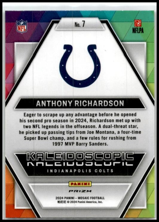 2024 Panini Mosaic Kaleidoscopic #7 Anthony Richardson Indianapolis Colts