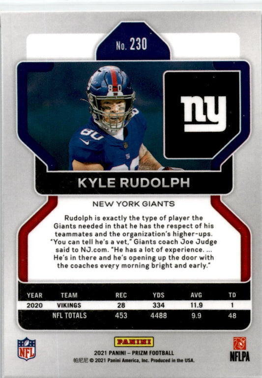 2021 Panini Prizm #230 Kyle Rudolph New York Giants