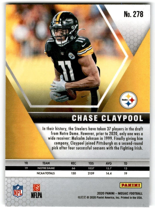 2020 Panini Mosaic Chase Claypool Rookie Pittsburgh Steelers #278