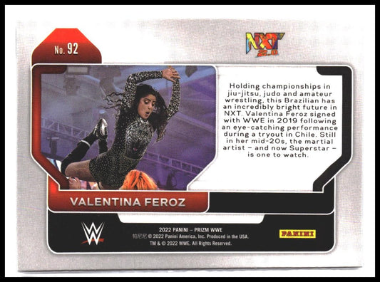 Valentina Feroz #92 2022 Panini Prizm WWE Rookie RC