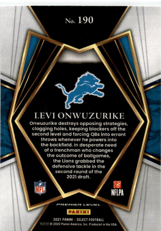 2021 Panini Select #190 Levi Onwuzurike Rookie Detroit Lions
