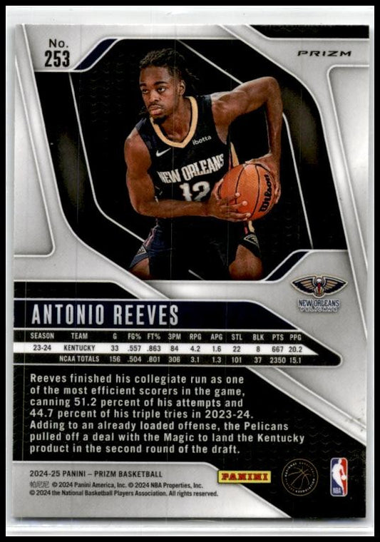 2024-25 Panini Prizm Prizms Silver #253 Antonio Reeves New Orleans Pelicans