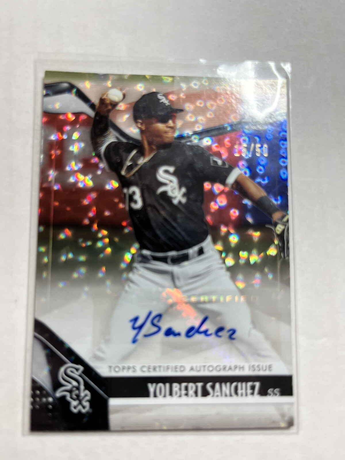 2021 Bowman Platinum Top Prospects Yolbert Sanchez Ice Foil Auto /50