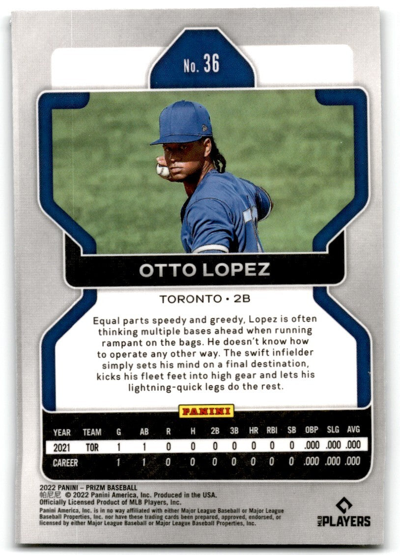 2022 Panini Prizm Otto Lopez Rookie Toronto Blue Jays #36