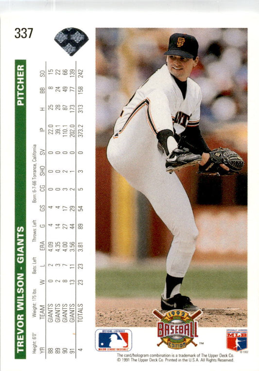 1992 Upper Deck #337 Trevor Wilson San Francisco Giants