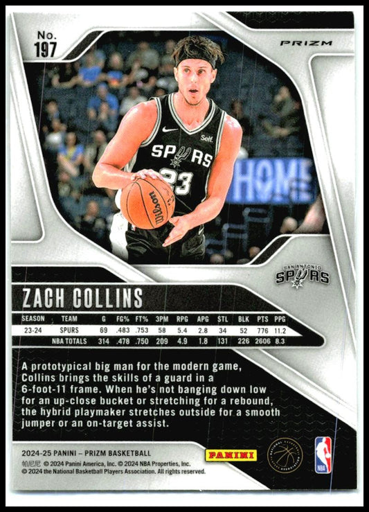2024-25 Panini Prizm Prizms Silver #197 Zach Collins San Antonio Spurs