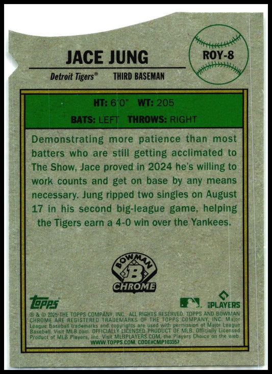 2025 Bowman Rookie of the Year Favorites Mojo Refractor #ROY-8 Jace Jung Tigers