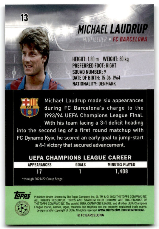 2022 Topps Stadium Club Chrome UCL Michael Laudrup FC Barcelona #13
