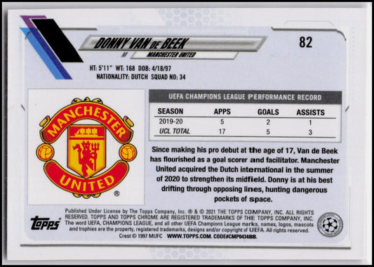 2020-21 Topps Chrome UEFA Champions League #82 Donny Van de Beek Pink X-Fractor