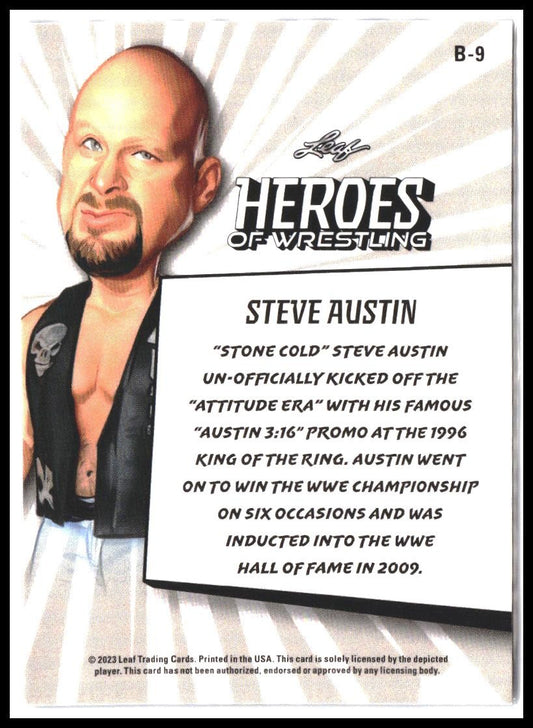 Steve Austin #B-9 2023 Leaf Heroes of Wrestling