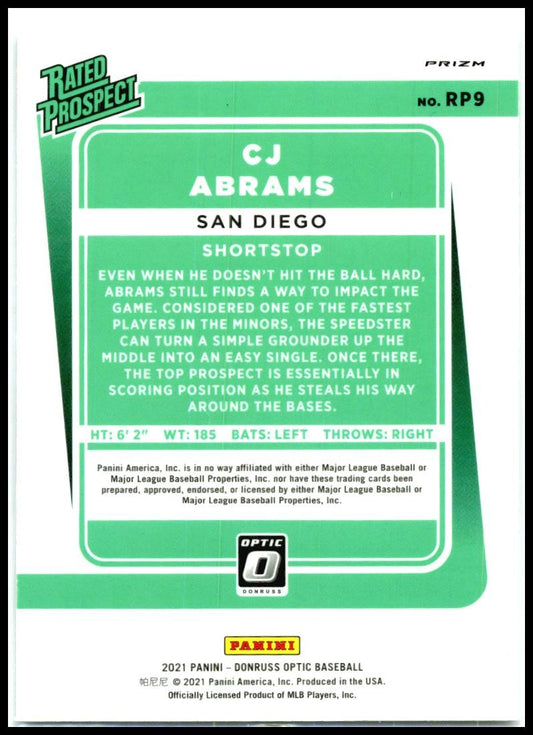 2021 Donruss Rated Prospects Holo #RP9 CJ Abrams San Diego Padres