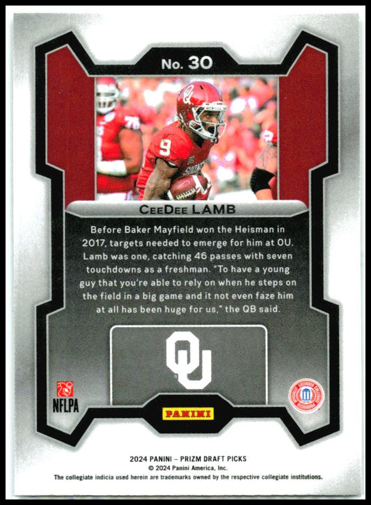 2024 Panini Prizm Draft Picks #30 Ceedee Lamb Oklahoma Sooners