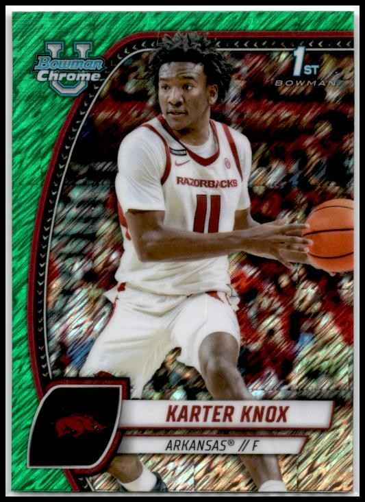 2024-25 Bowman University Chrome Green Shimmer #41 Karter Knox Razorbacks