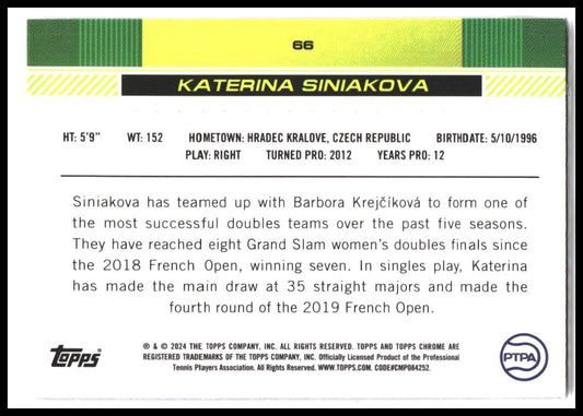 2024 Topps Chrome #66 Katerina Siniakova Prism Refractor