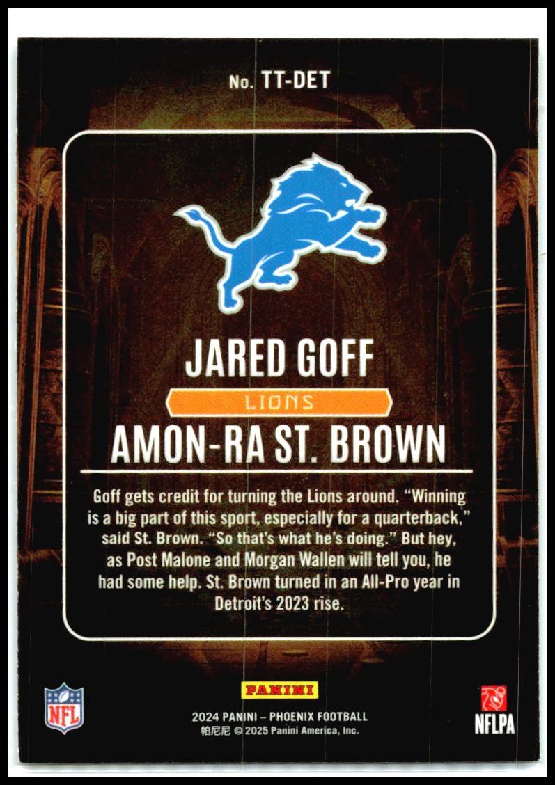 2024 Phoenix Treasured Tandems #TT-DET Amon-Ra St. Brown / Jared Goff Lions