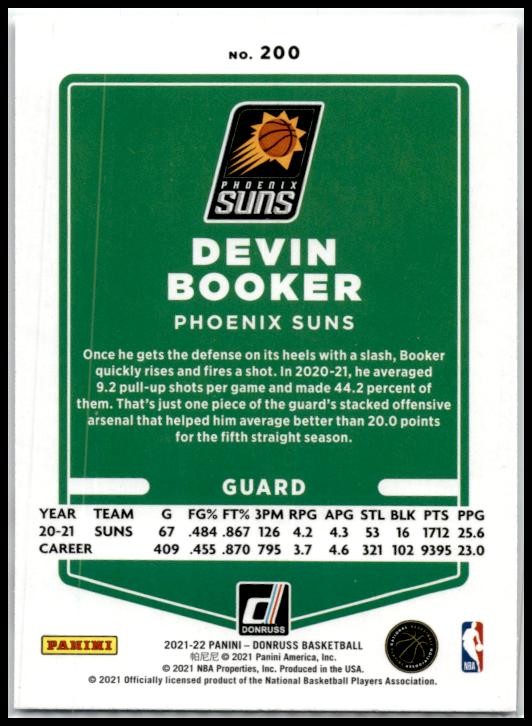 2021-22 Donruss #200 Devin Booker Phoenix Suns