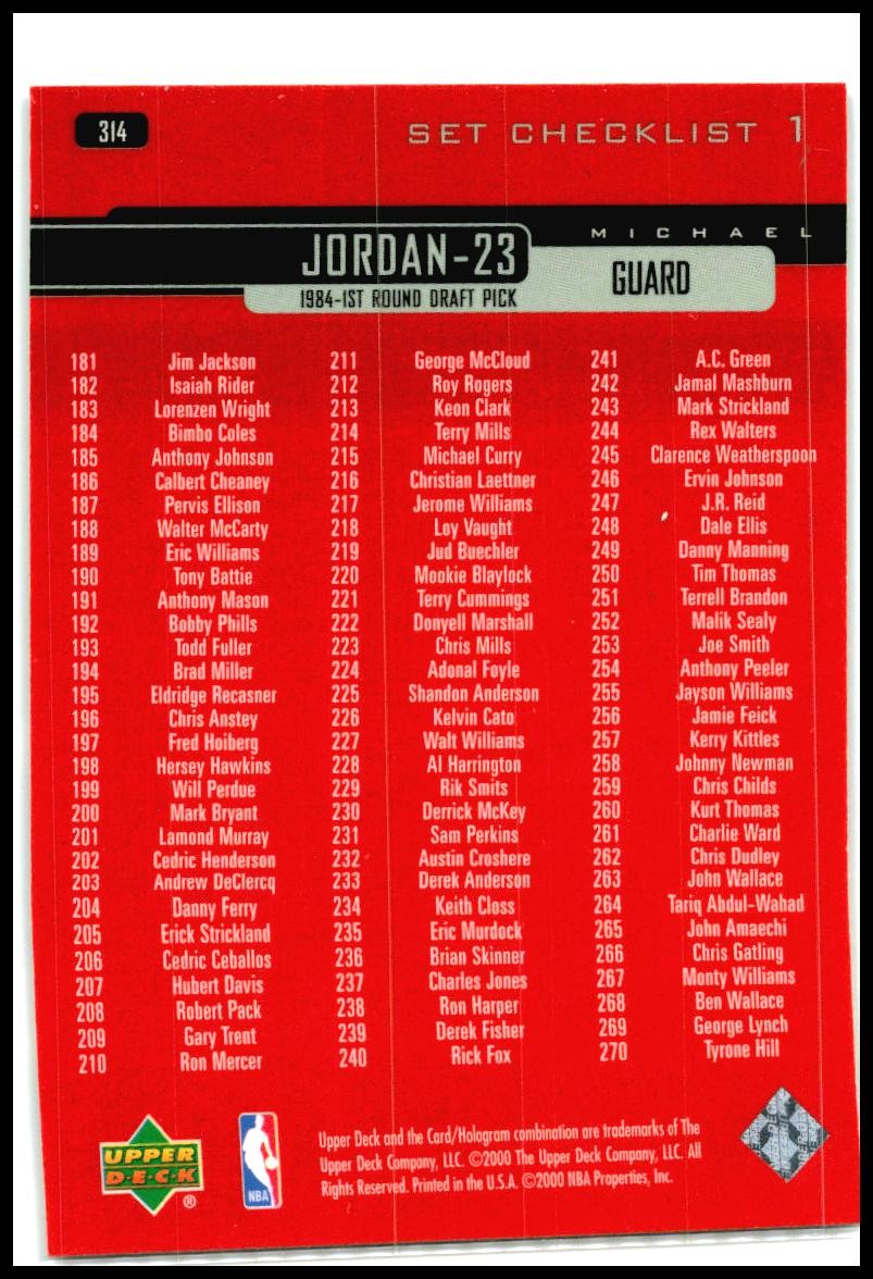 1999-00 Upper Deck #314 Michael Jordan Chicago Bulls