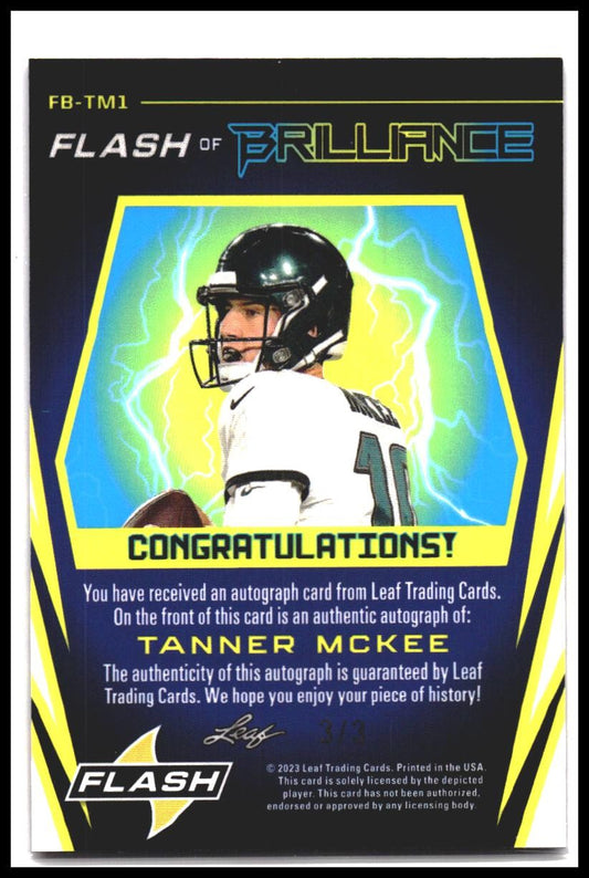 Tanner McKee #FB-TM1 2023 Leaf Eclectic - Flash of Brilliance Autographs #/3