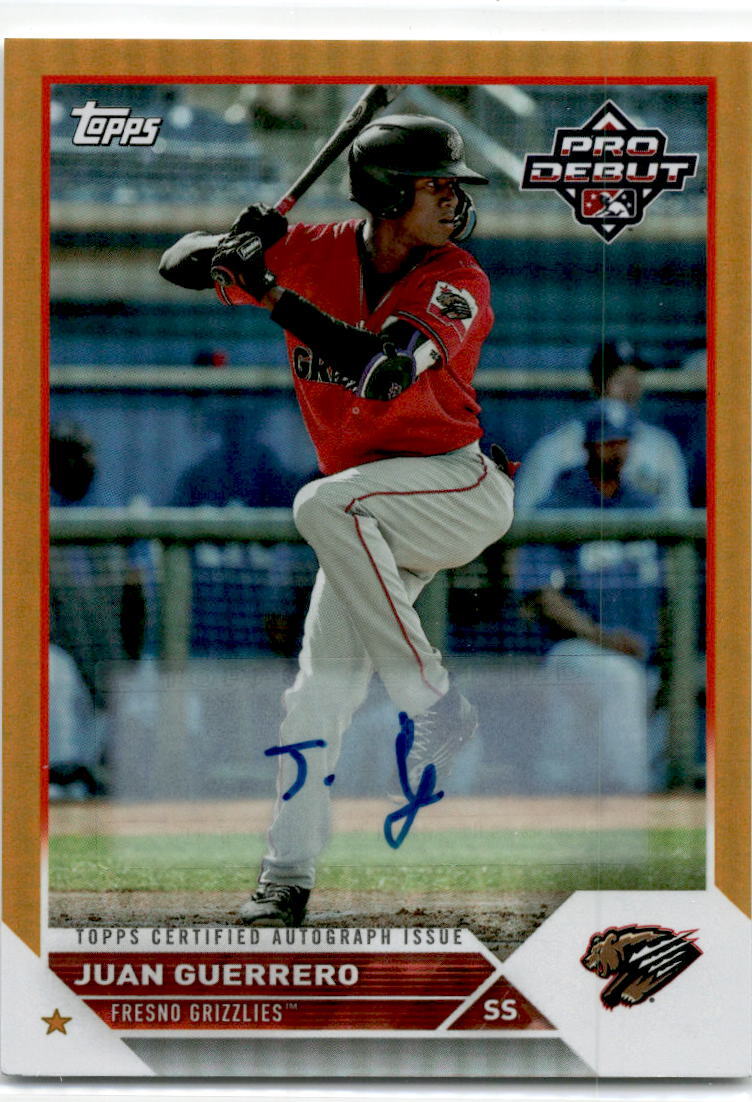 2023 Topps Pro Debut Gold #PD-158 Juan Guerrero Auto /50 Fresno Grizzlies