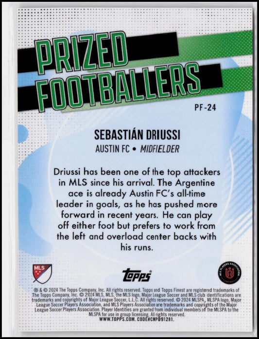2024 Finest MLS #PF-24 Sebastián Driussi Prized Footballers Gold Refractor #/50