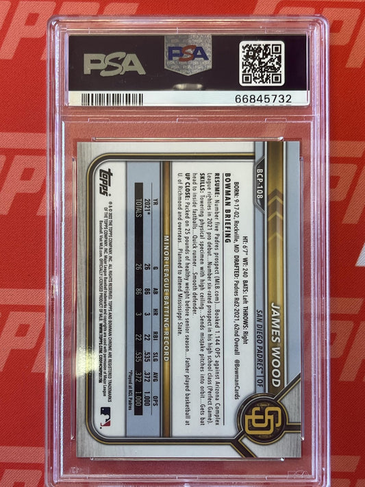 2022 Bowman Chrome Prospects Aqua Shimmer Refractors #BCP-108 James Wood Padres