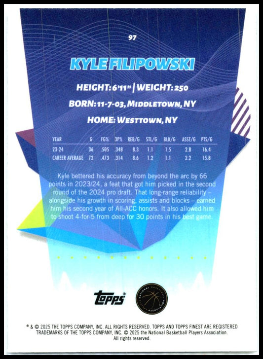2024-25 Topps Finest #97 Kyle Filipowski