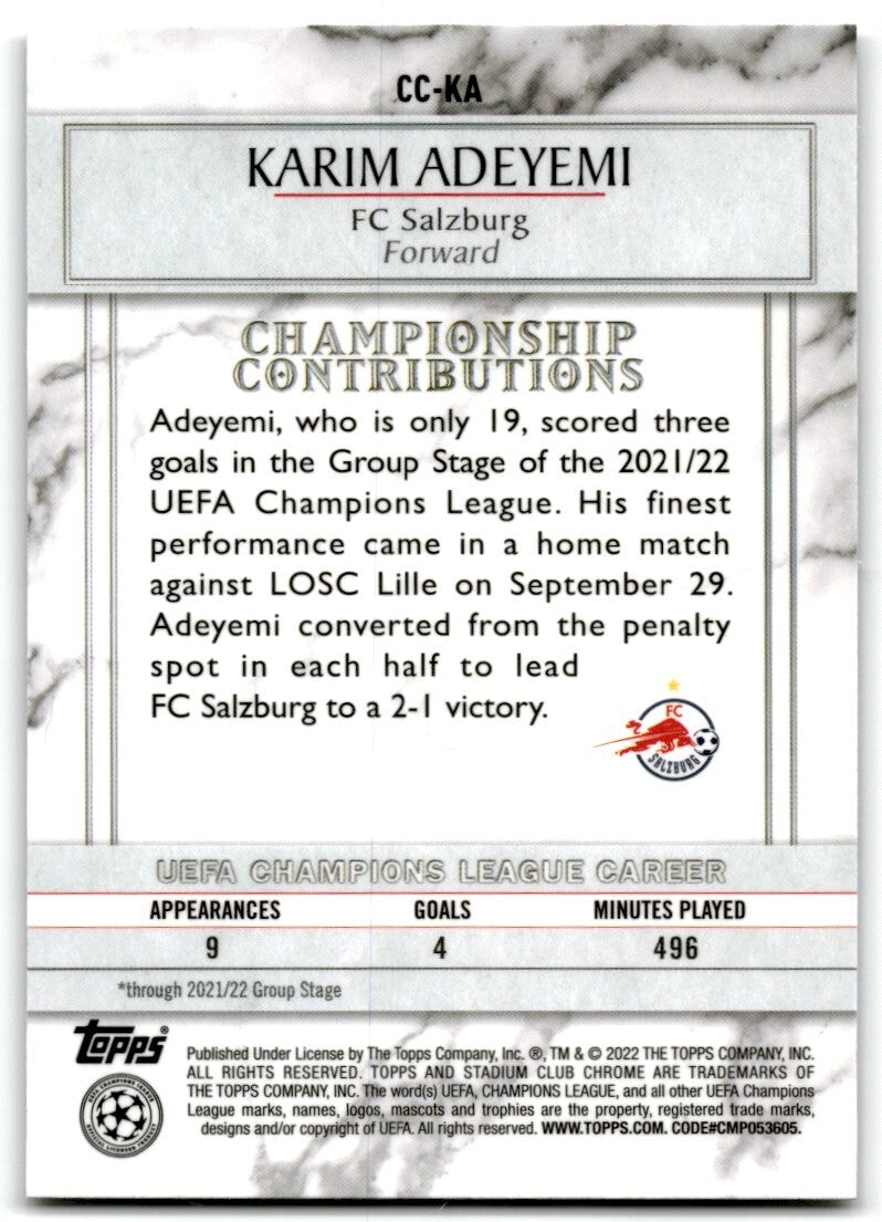 2021 Stadium Club Chrome UEFA Champions League Championship Contributions Karim