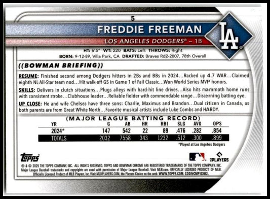 2025 Bowman Chrome Mojo #5 Freddie Freeman Dodgers